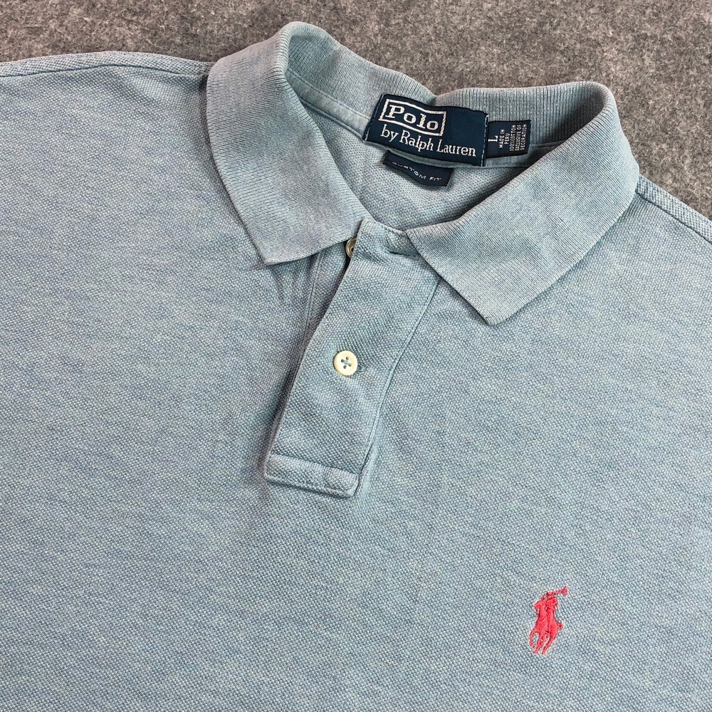 Polo Ralph Lauren Mens Polo Shirt L Light Blue Custom Fit Cotton Pony Logo